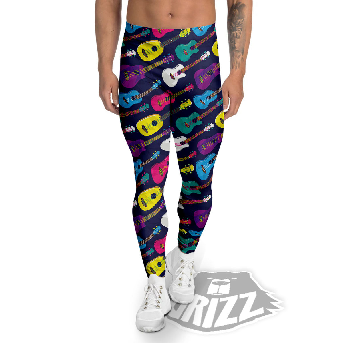 Guitar Colorful Print Pattern Men's Leggings-grizzshop