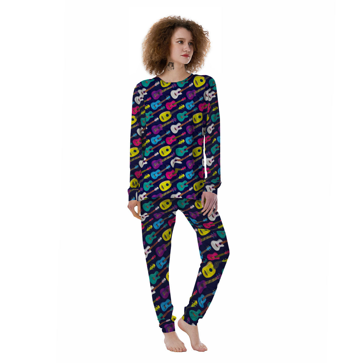 Guitar Colorful Print Pattern Women's Pajamas-grizzshop