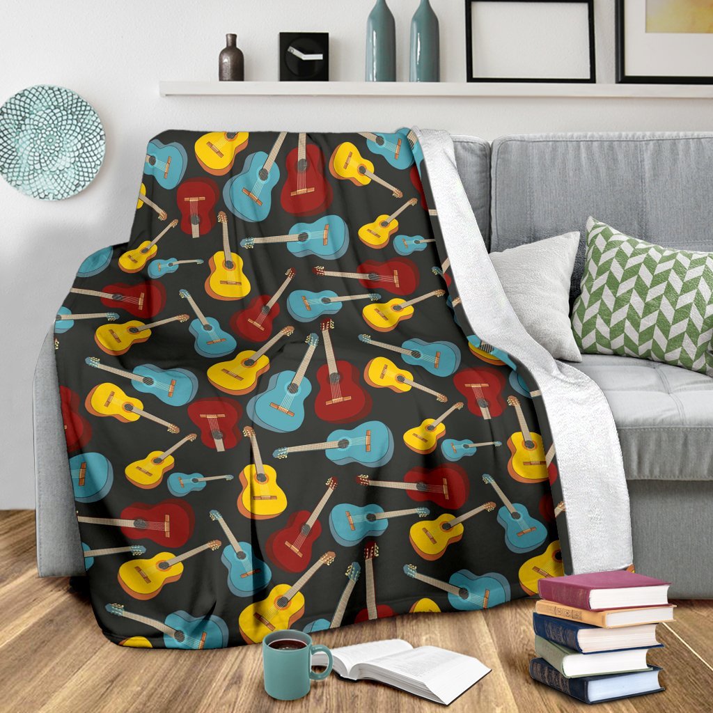 Guitar Pattern Print Blanket-grizzshop