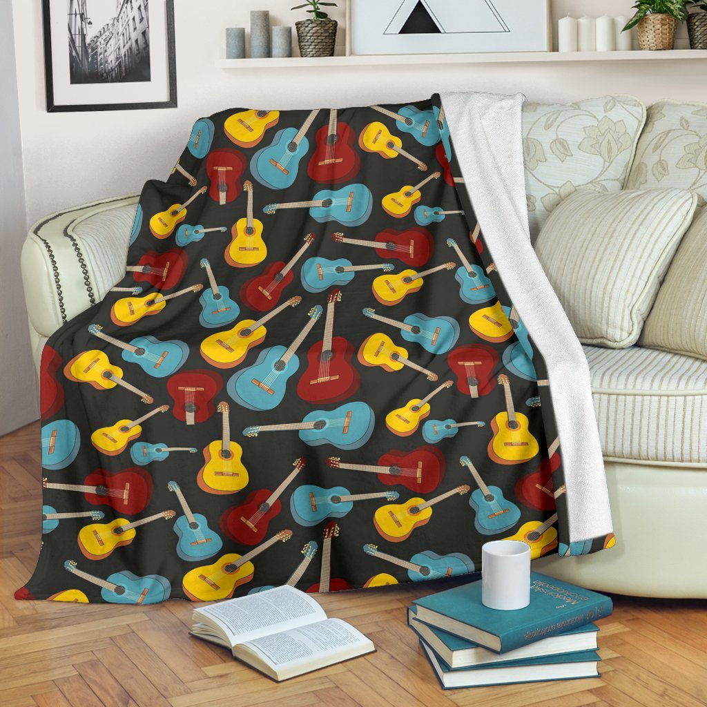 Guitar Pattern Print Blanket-grizzshop