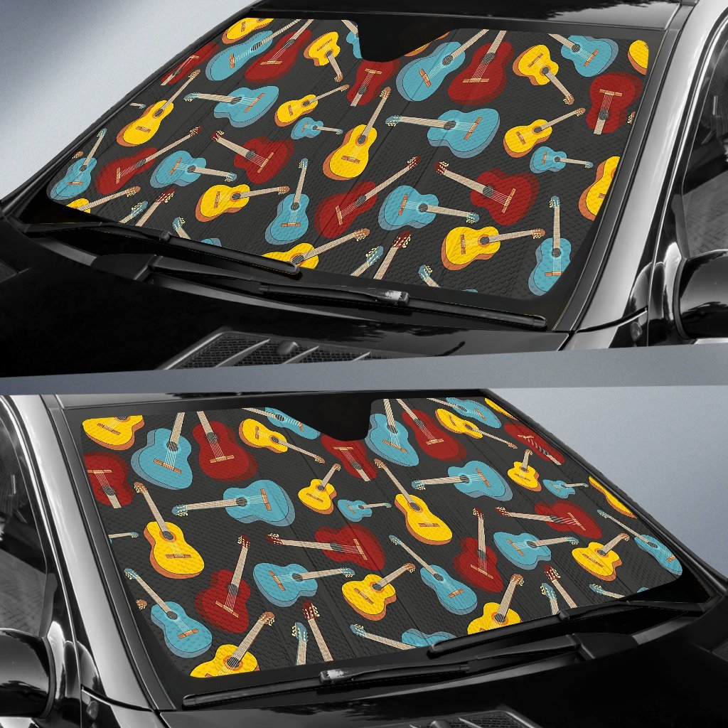 Guitar Pattern Print Car Sun Shade-grizzshop