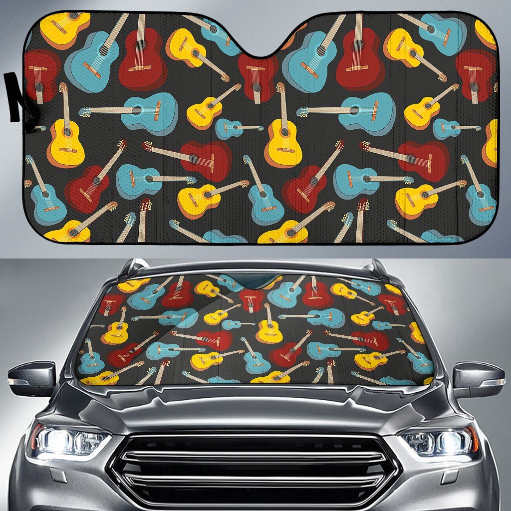 Guitar Pattern Print Car Sun Shade-grizzshop