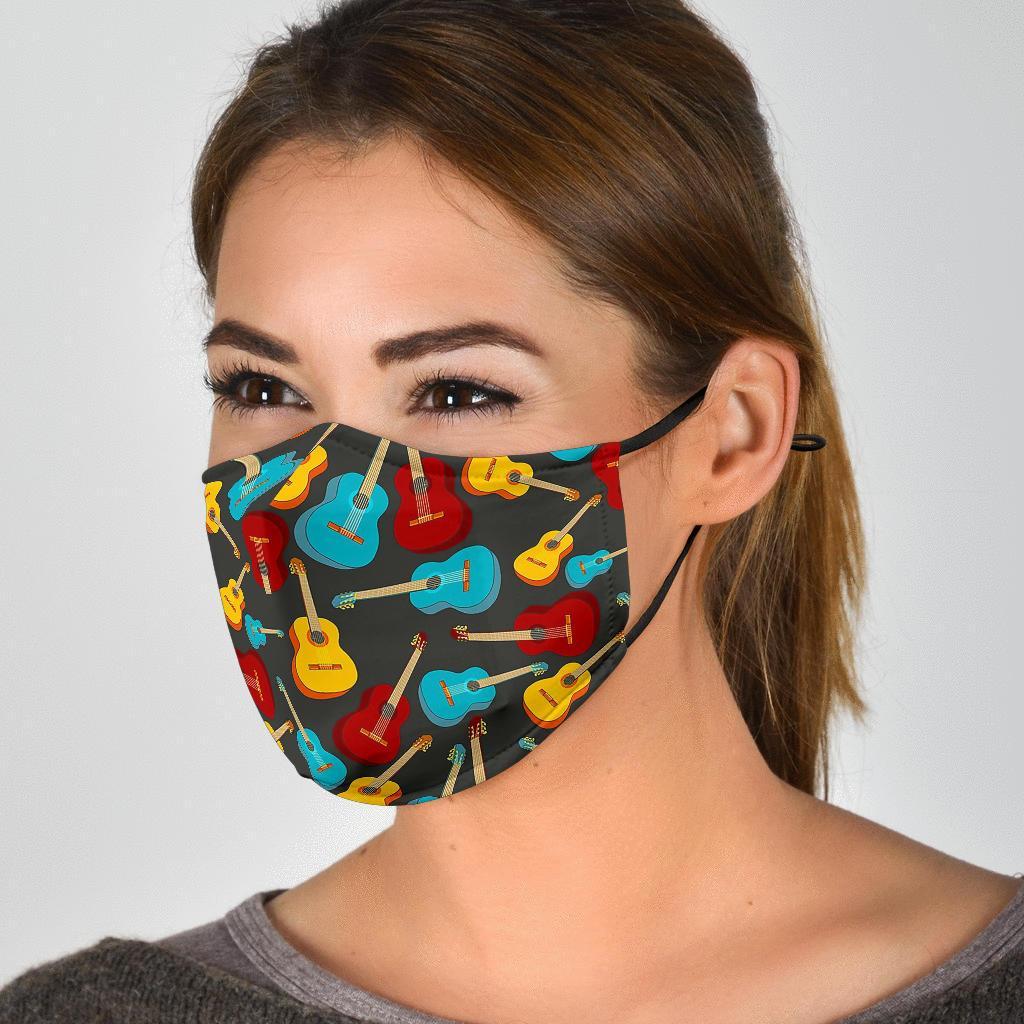 Guitar Pattern Print Face Mask-grizzshop