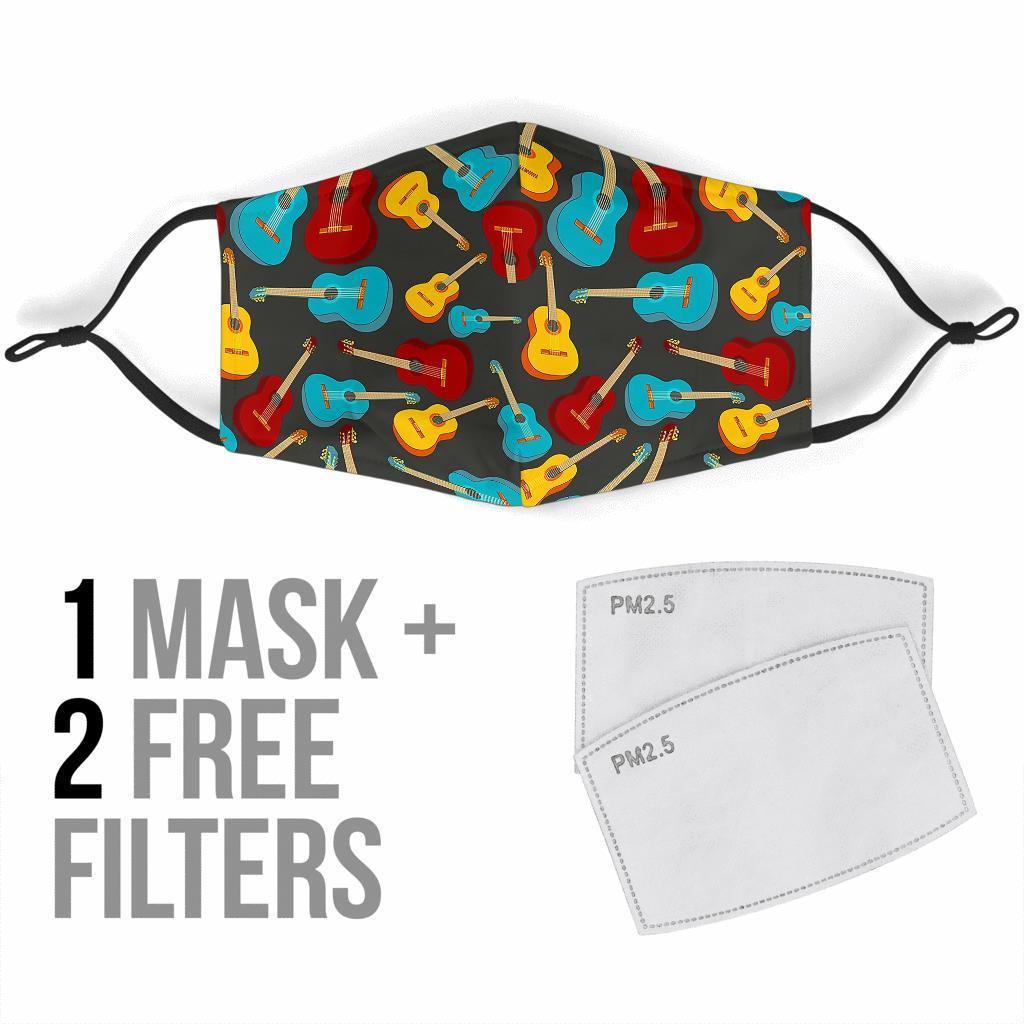 Guitar Pattern Print Face Mask-grizzshop