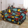 Guitar Pattern Print Loveseat Cover-grizzshop