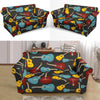 Guitar Pattern Print Loveseat Cover-grizzshop