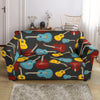 Guitar Pattern Print Loveseat Cover-grizzshop