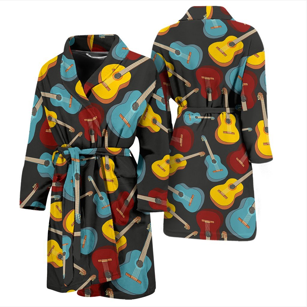 Guitar Pattern Print Men Long Robe-grizzshop