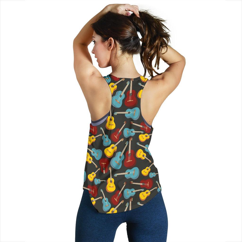 Guitar Pattern Print Racerback Tank Tops-grizzshop