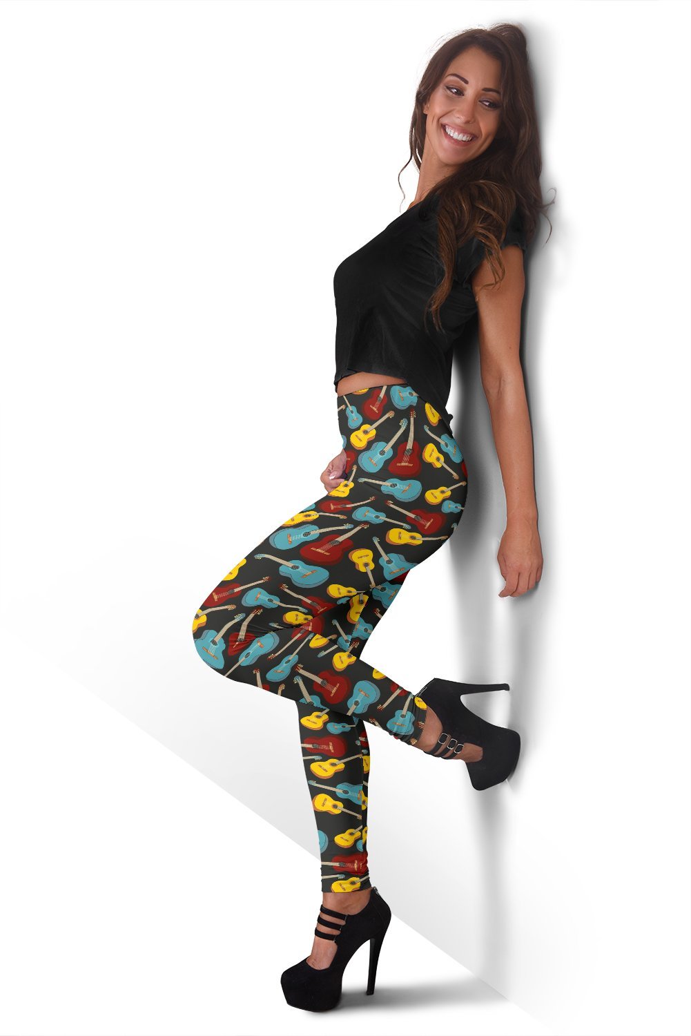 Guitar Pattern Print Women Leggings-grizzshop