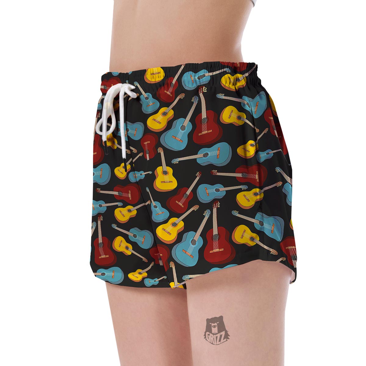 Guitar Pattern Print Women's Shorts-grizzshop