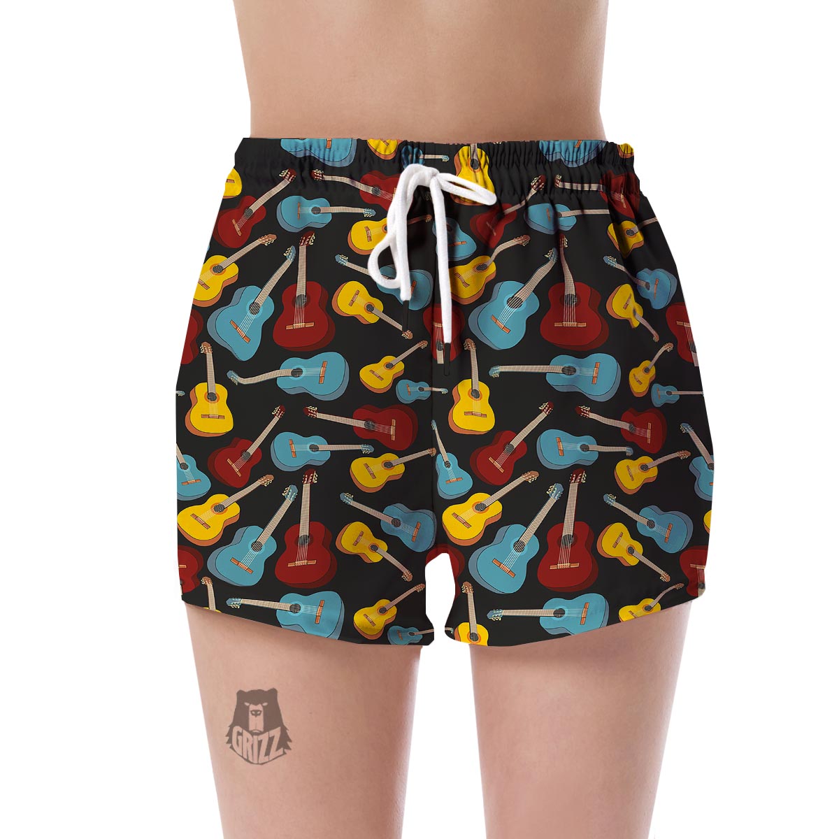 Guitar Pattern Print Women's Shorts-grizzshop