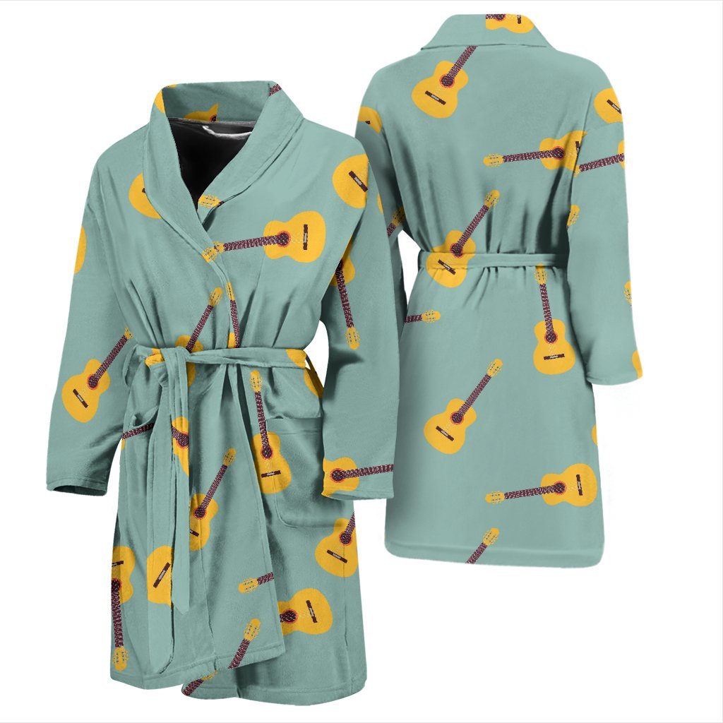 Guitar Print Pattern Men Long Robe-grizzshop