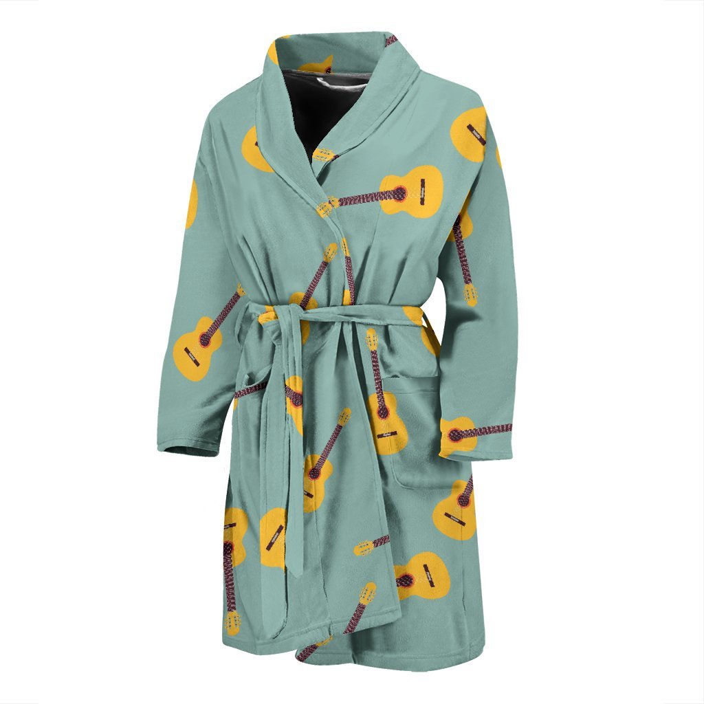 Guitar Print Pattern Men Long Robe-grizzshop