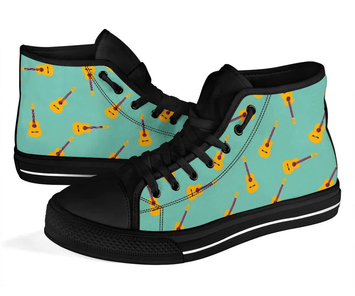 Guitar Print Pattern Men Women's High Top Shoes-grizzshop