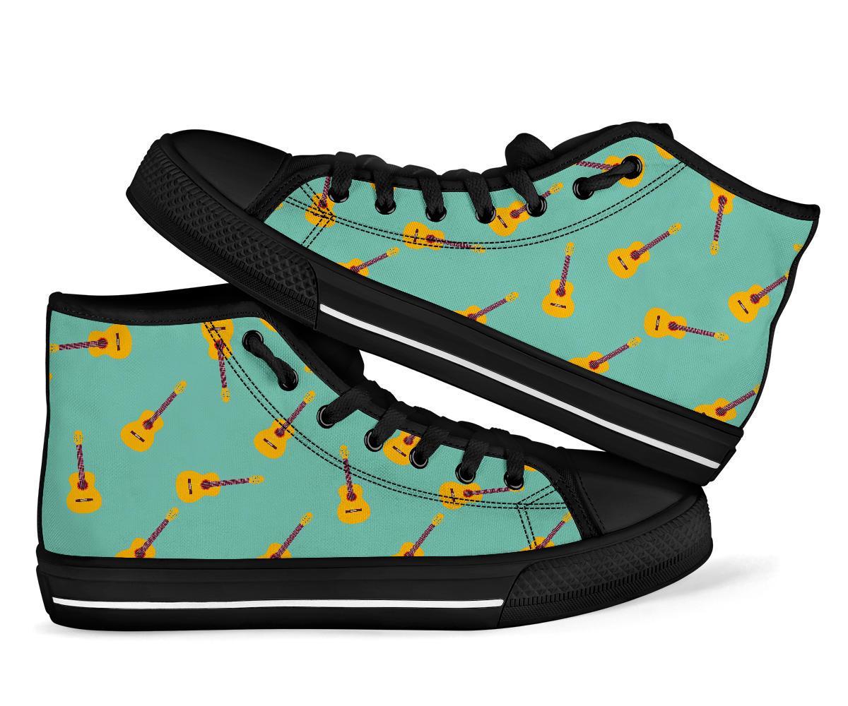 Guitar Print Pattern Men Women's High Top Shoes-grizzshop