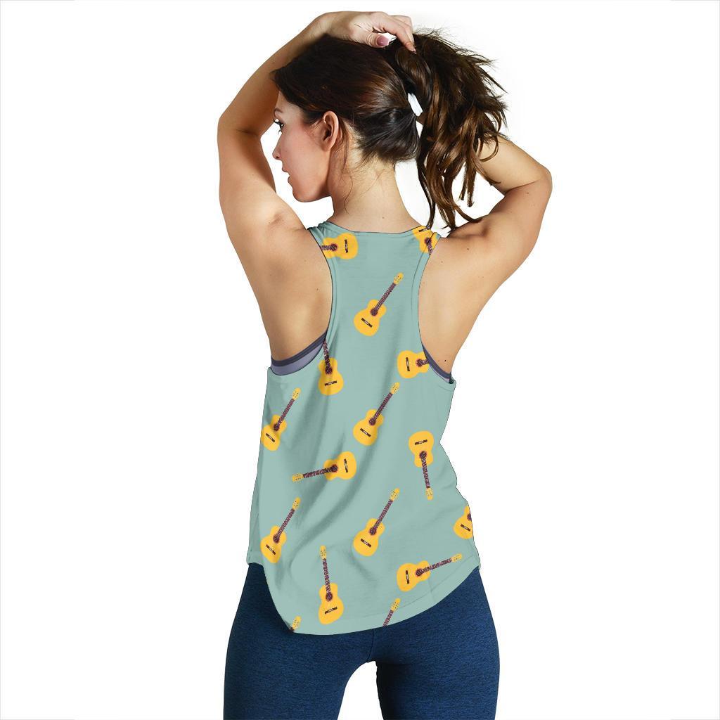 Guitar Print Pattern Racerback Tank Tops-grizzshop
