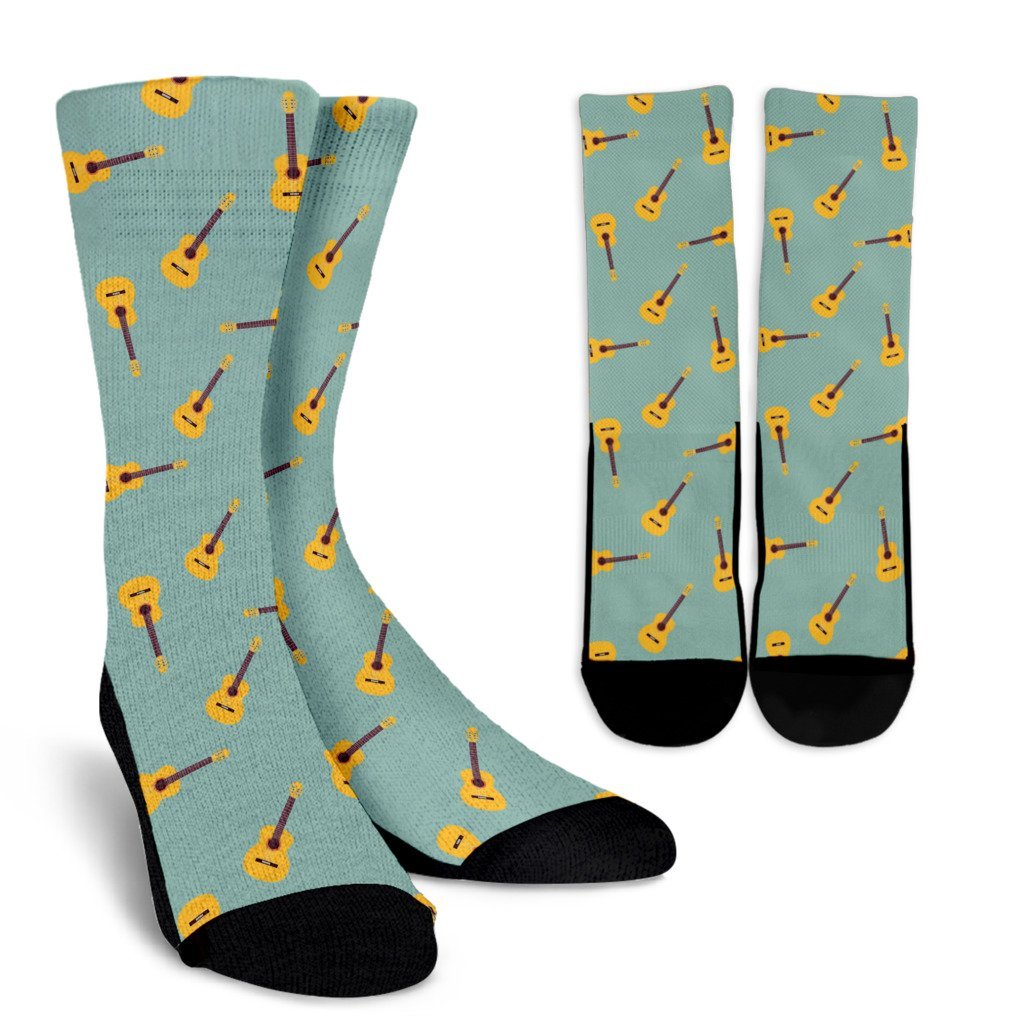 Guitar Print Pattern Unisex Crew Socks-grizzshop