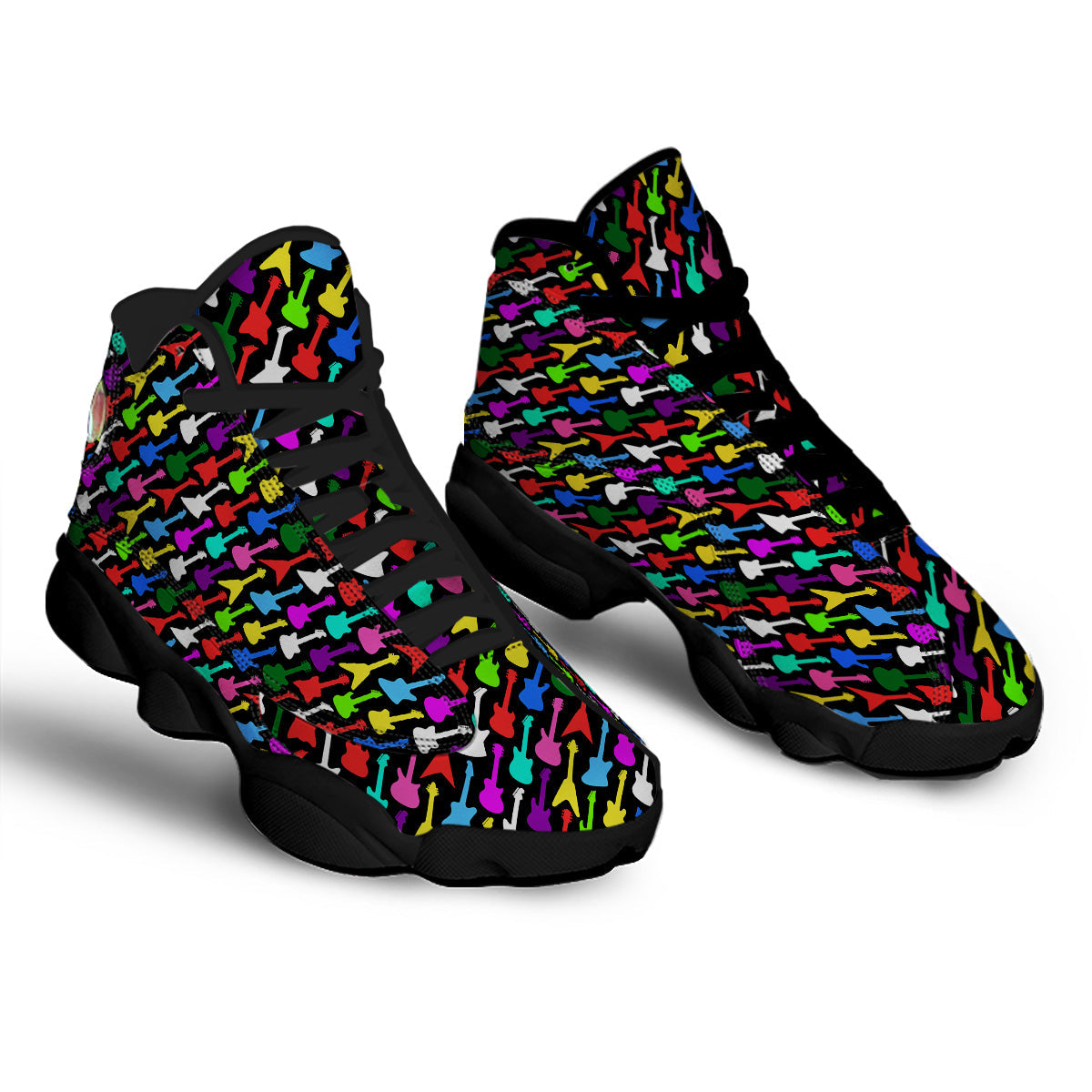 Guitars Colorful Print Pattern Black Basketball Shoes-grizzshop
