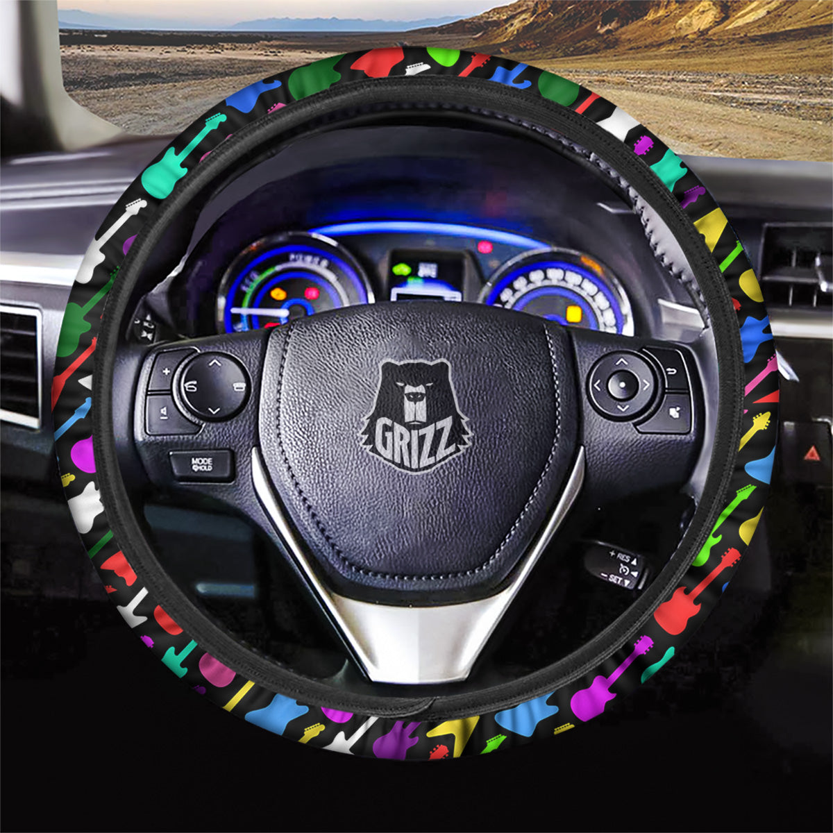 Guitars Colorful Print Pattern Car Steering Wheel Cover-grizzshop
