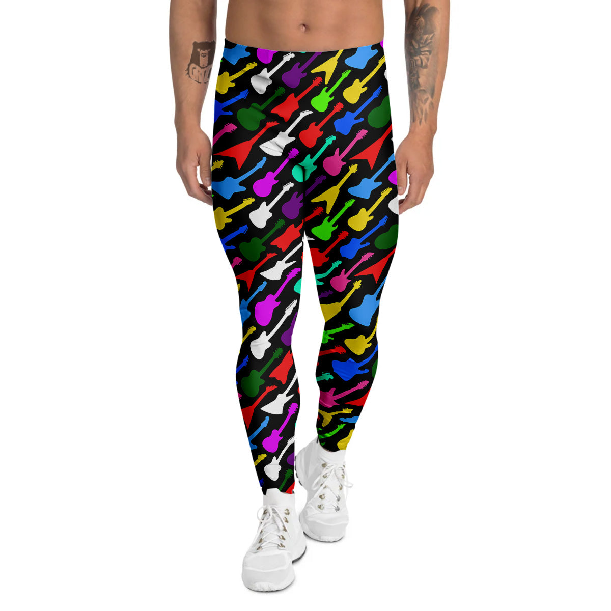 Guitars Colorful Print Pattern Men's Leggings-grizzshop
