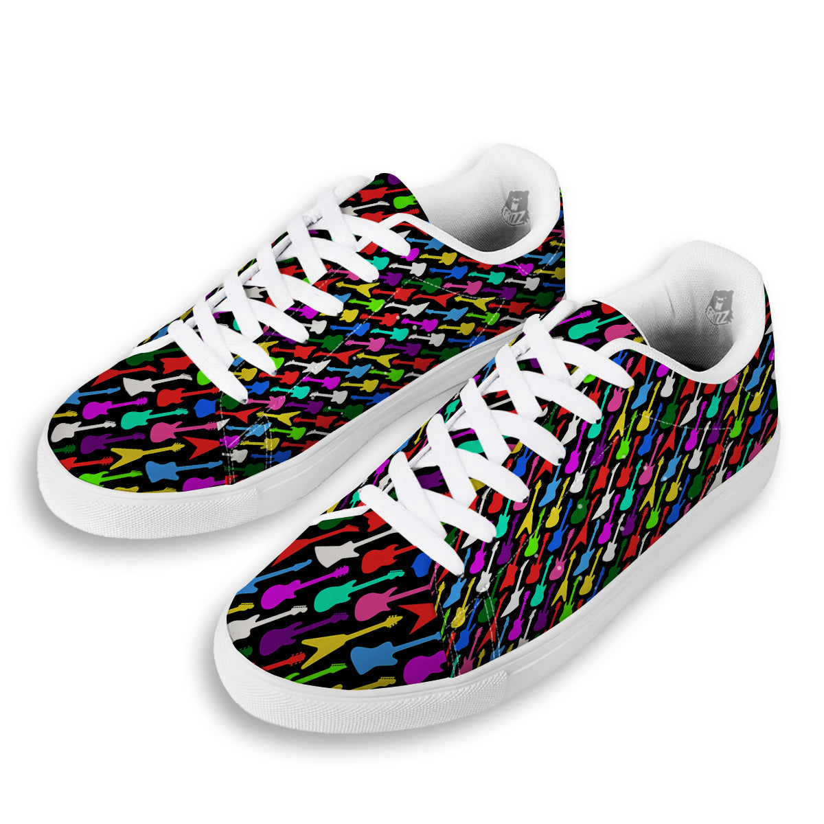 Guitars Colorful Print Pattern White Low Top Sneakers-grizzshop