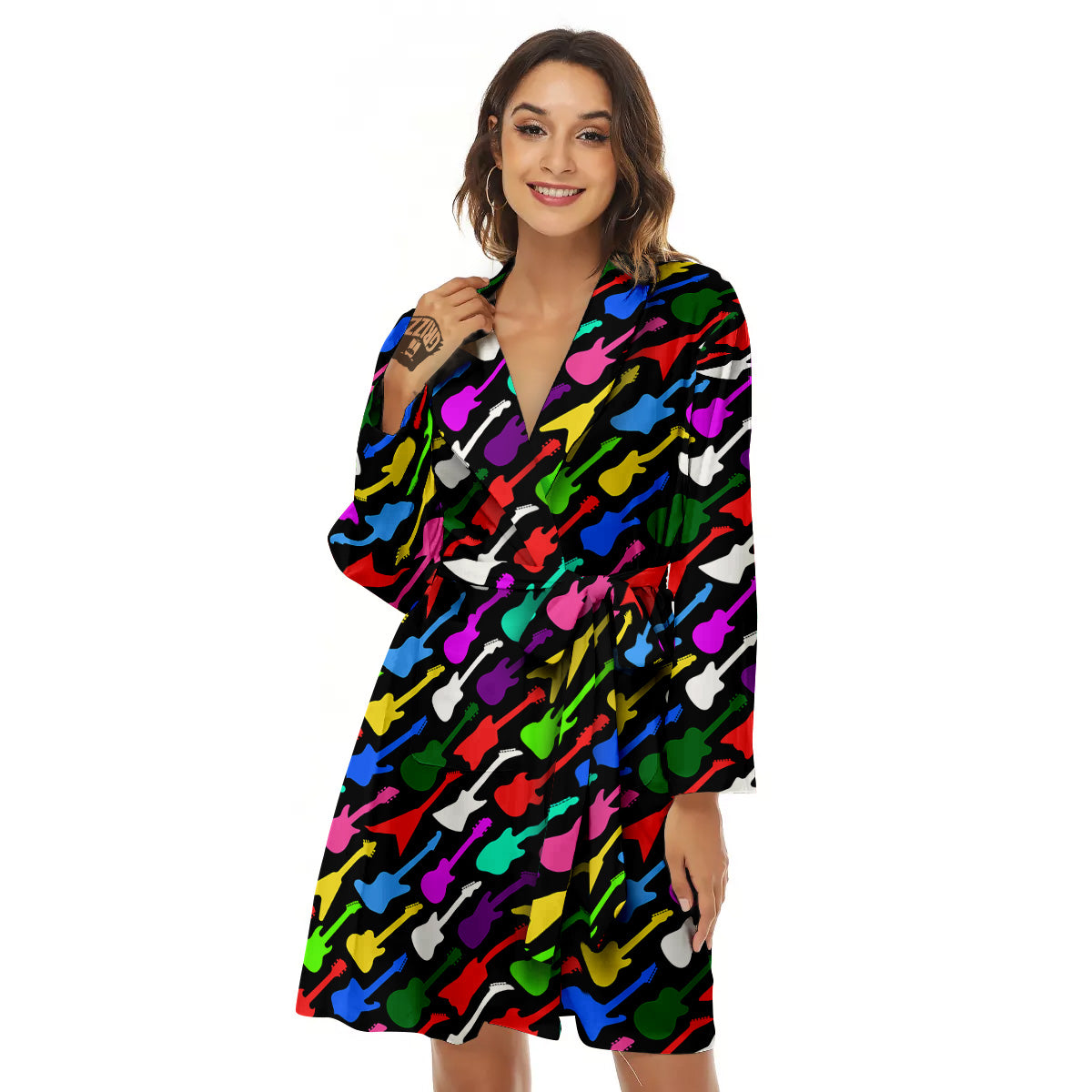 Guitars Colorful Print Pattern Women's Robe-grizzshop