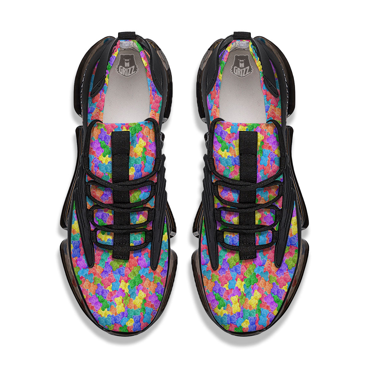 Gummy Bear Colorful Print Black Gym Shoes-grizzshop