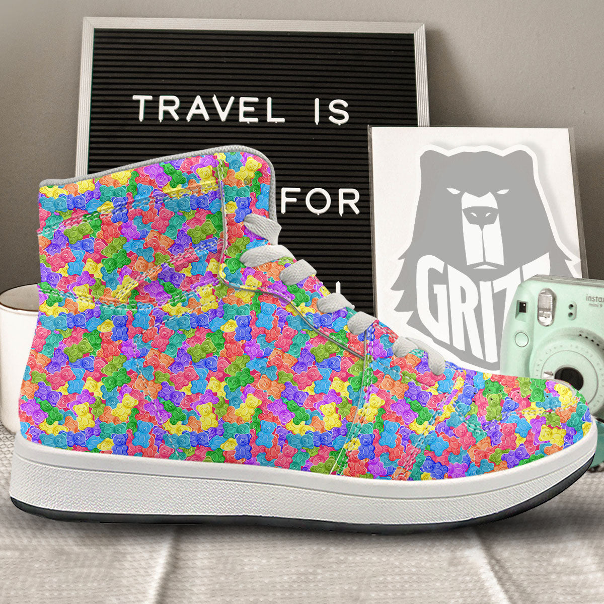 Gummy Bear Colorful Print High Top Sneakers-grizzshop