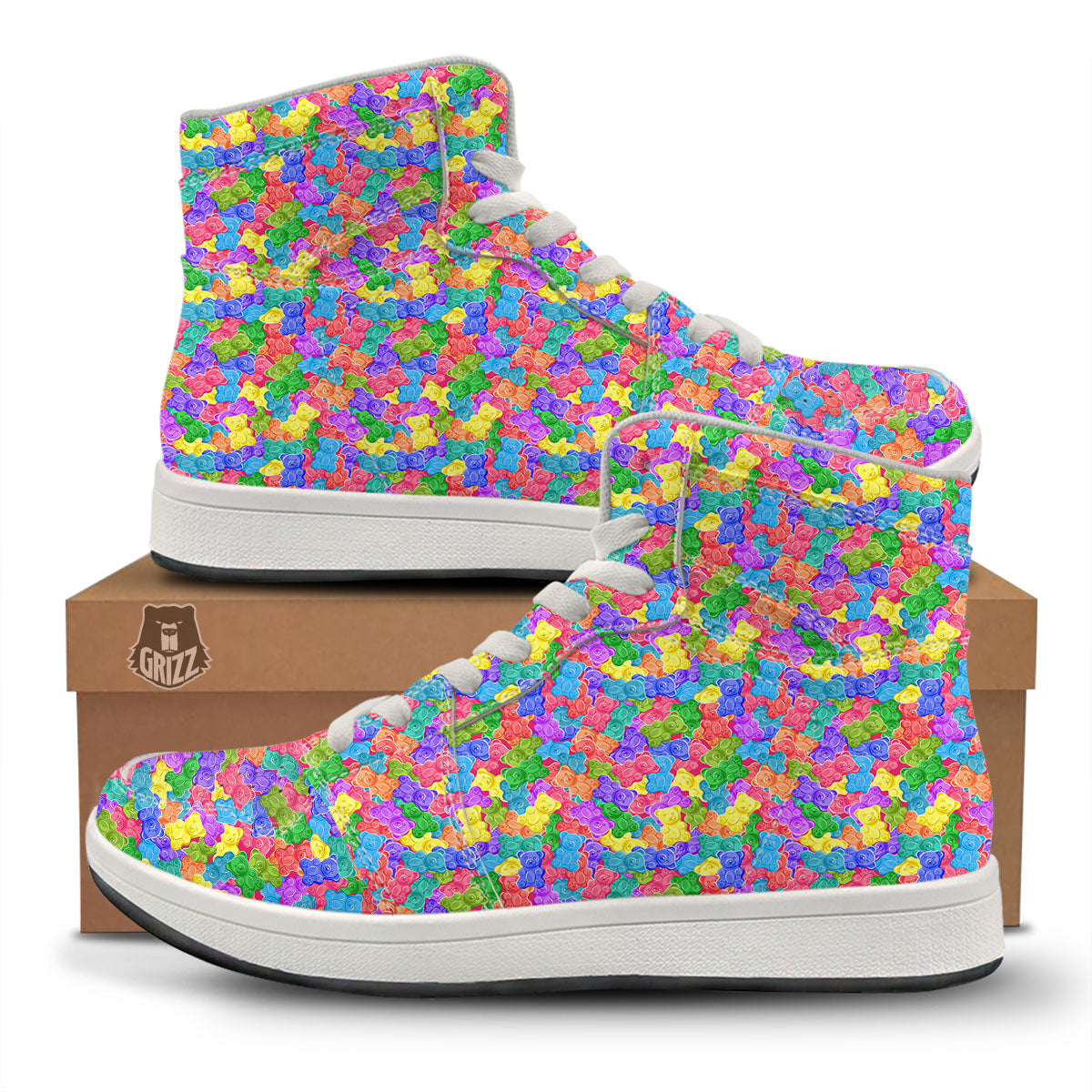 Gummy Bear Colorful Print High Top Sneakers-grizzshop