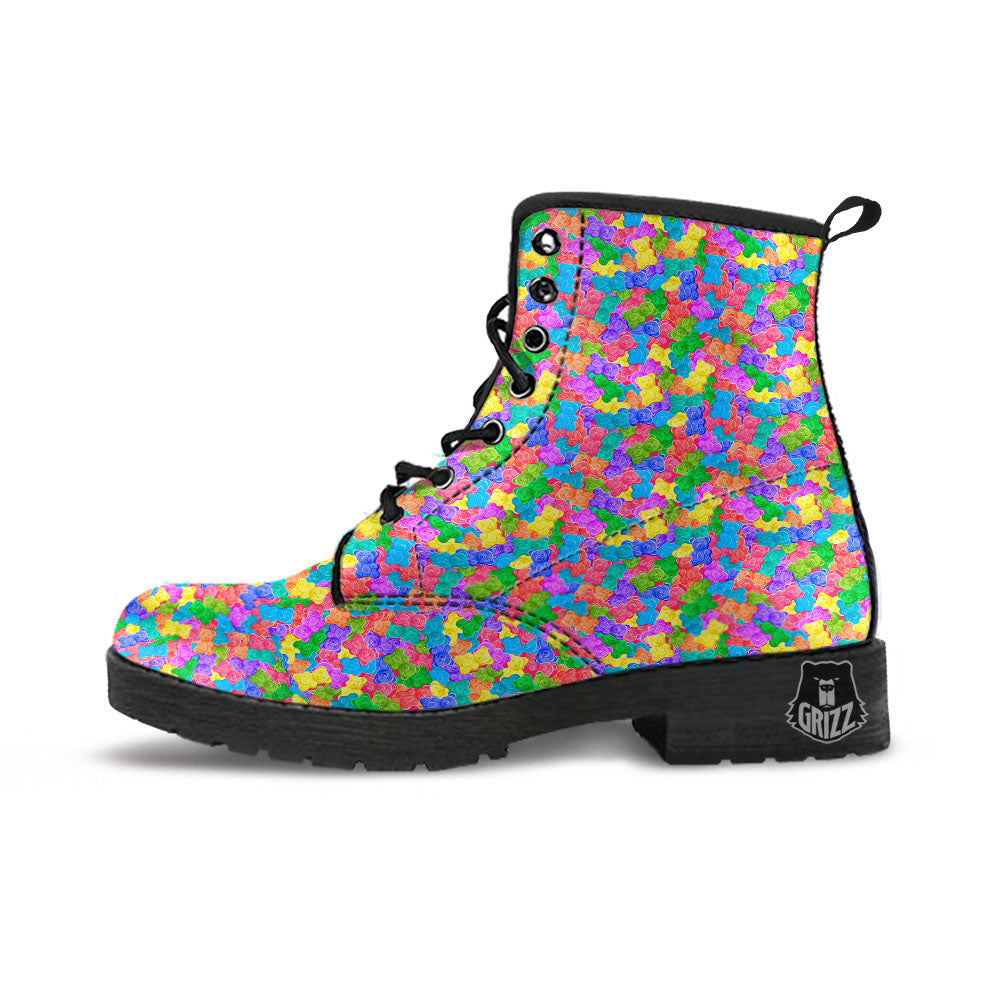 Gummy Bear Colorful Print Leather Boots-grizzshop