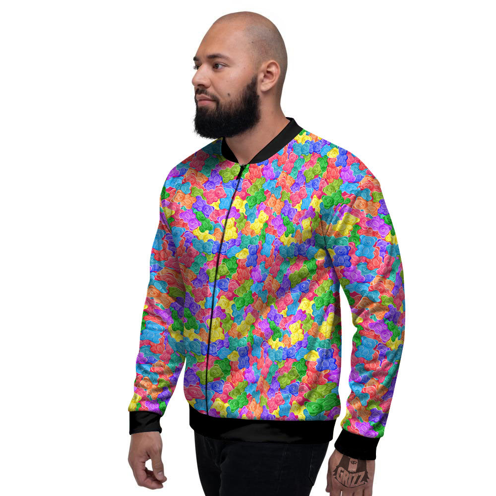 Gummy Bear Colorful Print Men's Bomber Jacket-grizzshop