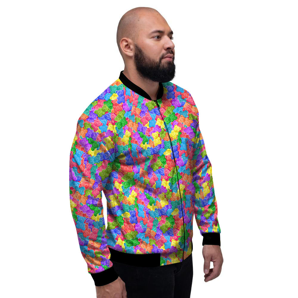 Gummy Bear Colorful Print Men's Bomber Jacket-grizzshop