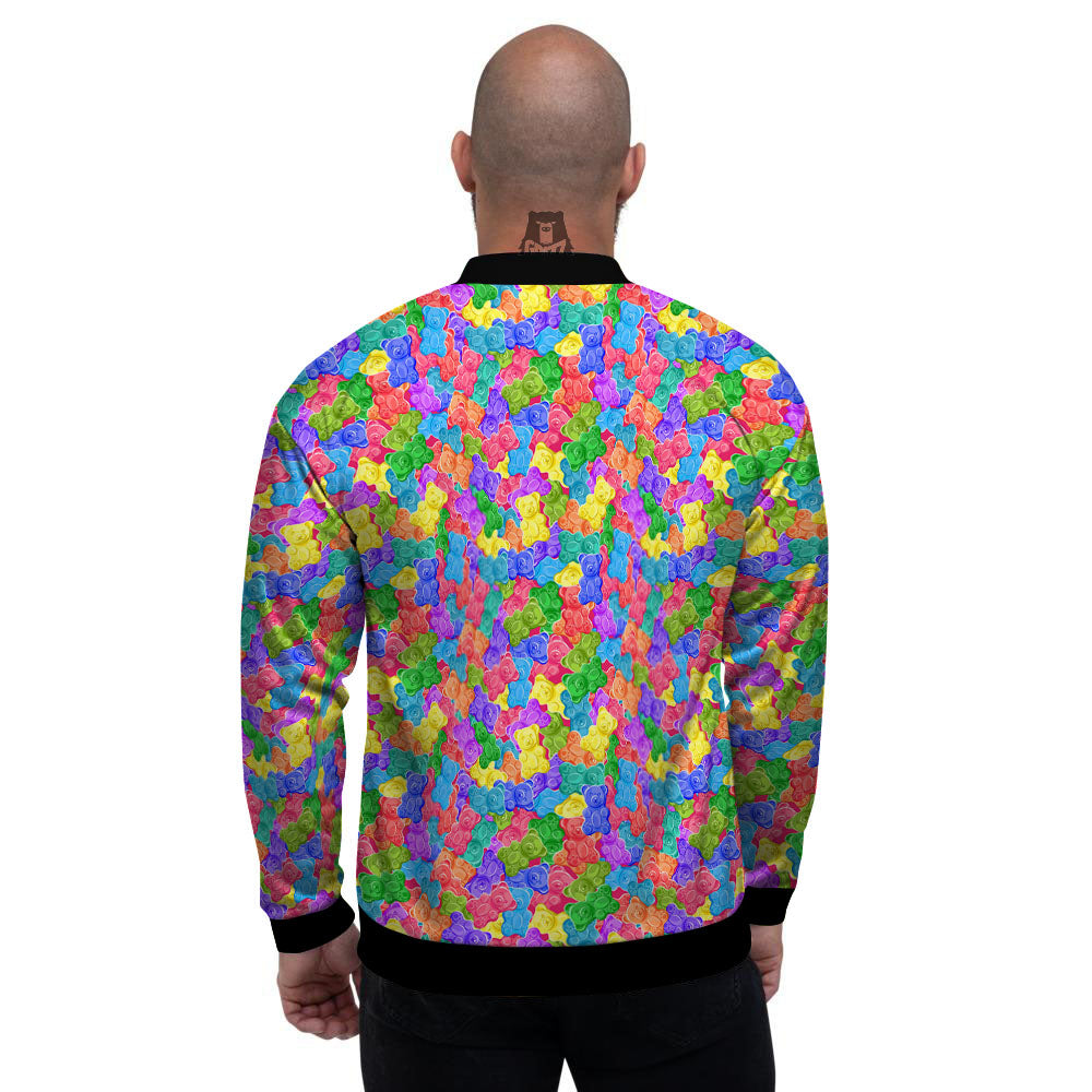 Gummy Bear Colorful Print Men's Bomber Jacket-grizzshop