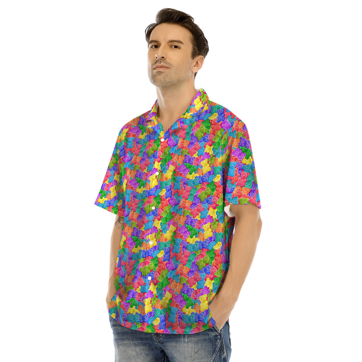 Gummy Bear Colorful Print Men's Hawaiian Shirt-grizzshop