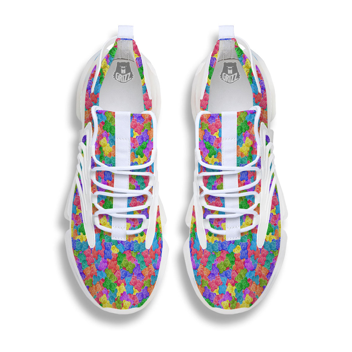 Gummy Bear Colorful Print White Gym Shoes-grizzshop