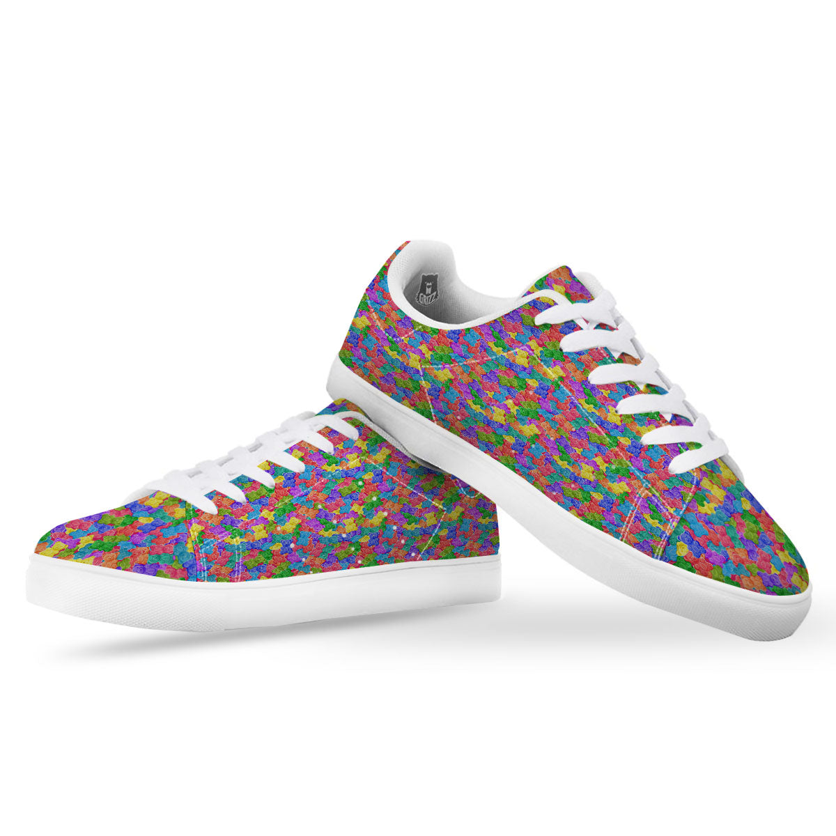 Gummy Bear Colorful Print White Low Top Sneakers-grizzshop