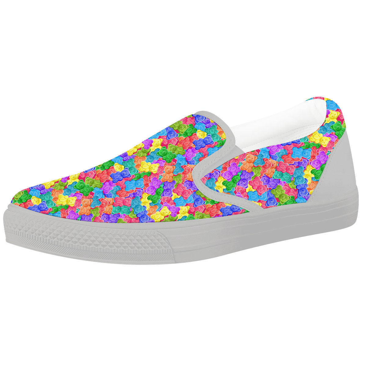 Gummy Bear Colorful Print White Slip On Shoes-grizzshop