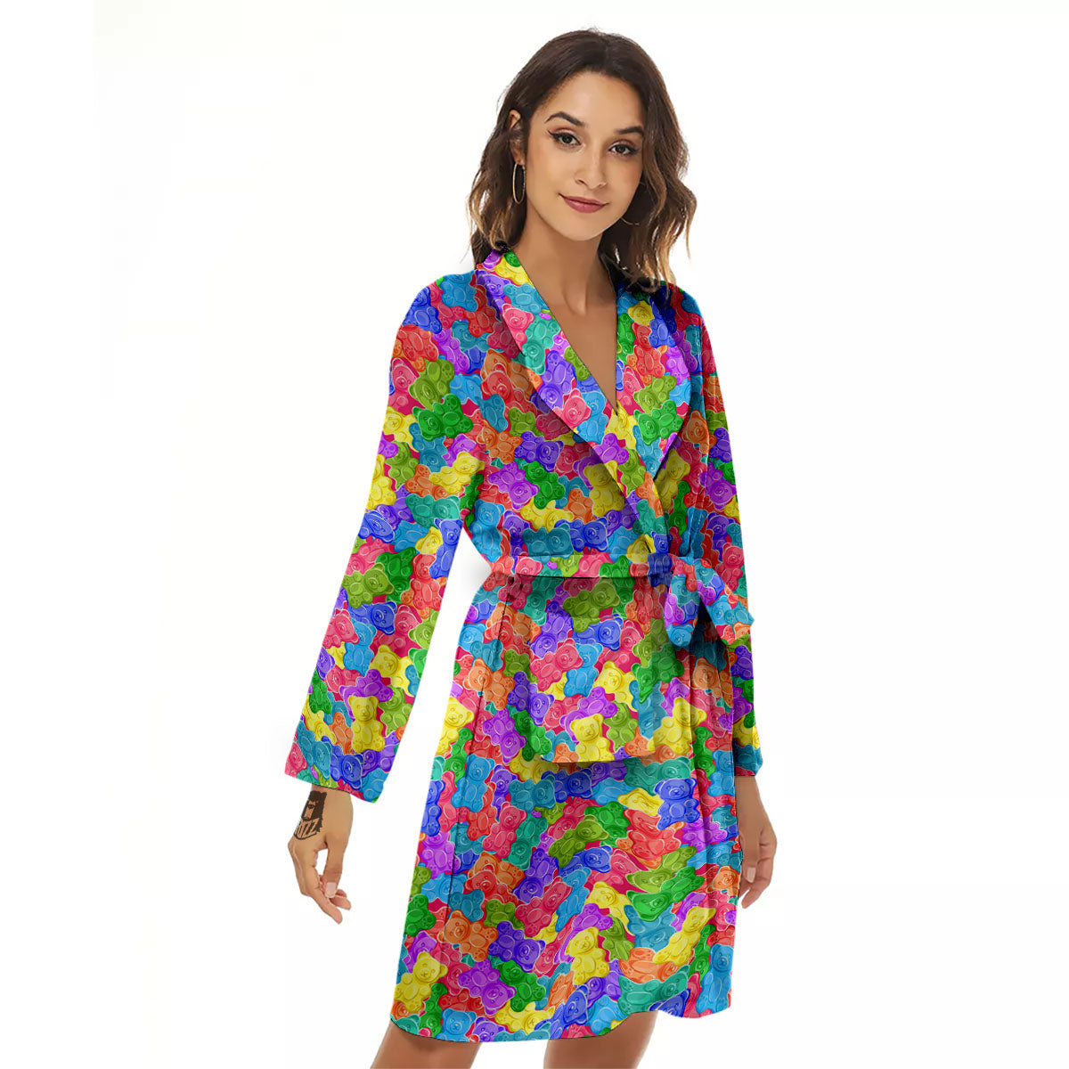 Gummy Bear Colorful Print Women's Robe-grizzshop
