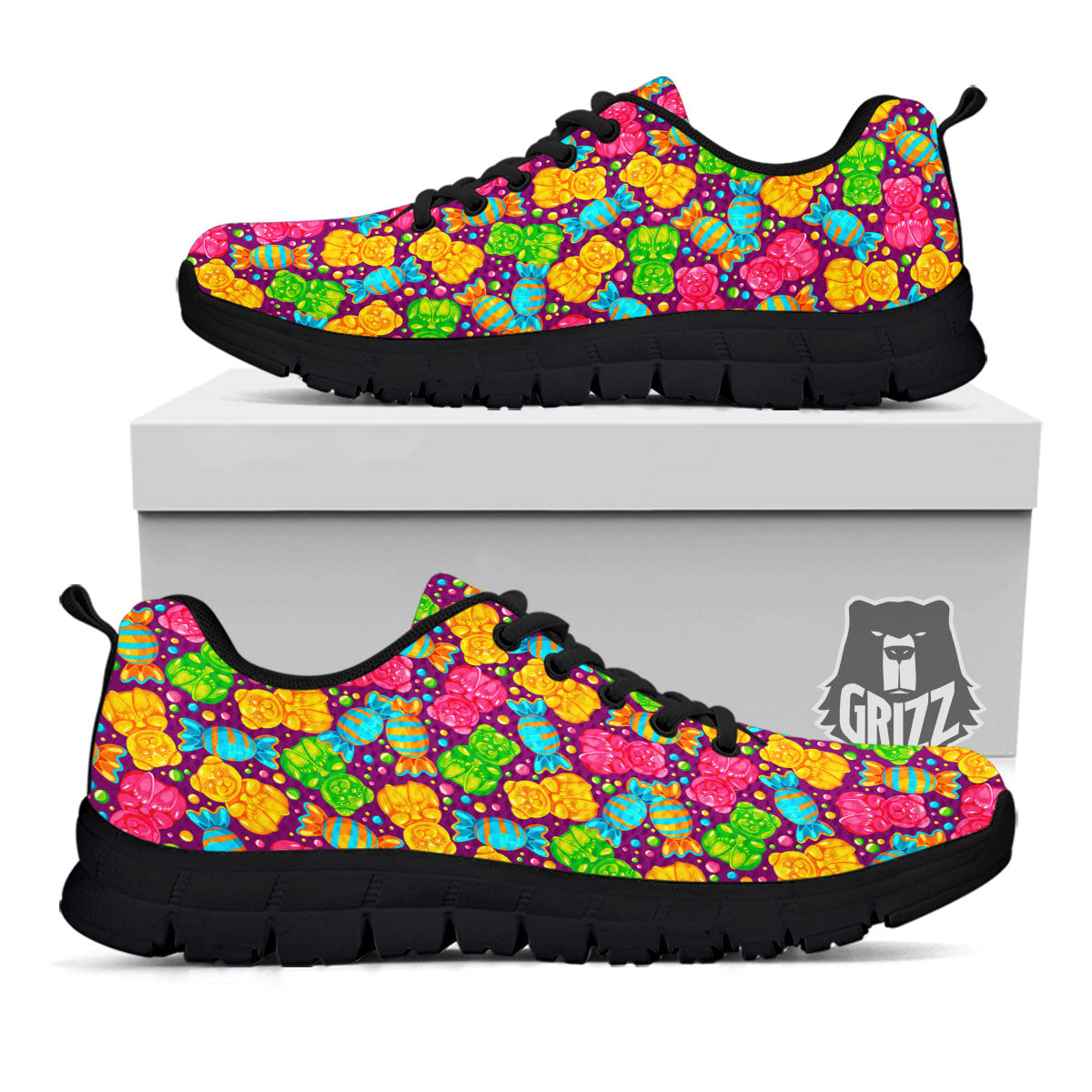 Gummy Colorful Print Black Sneaker-grizzshop
