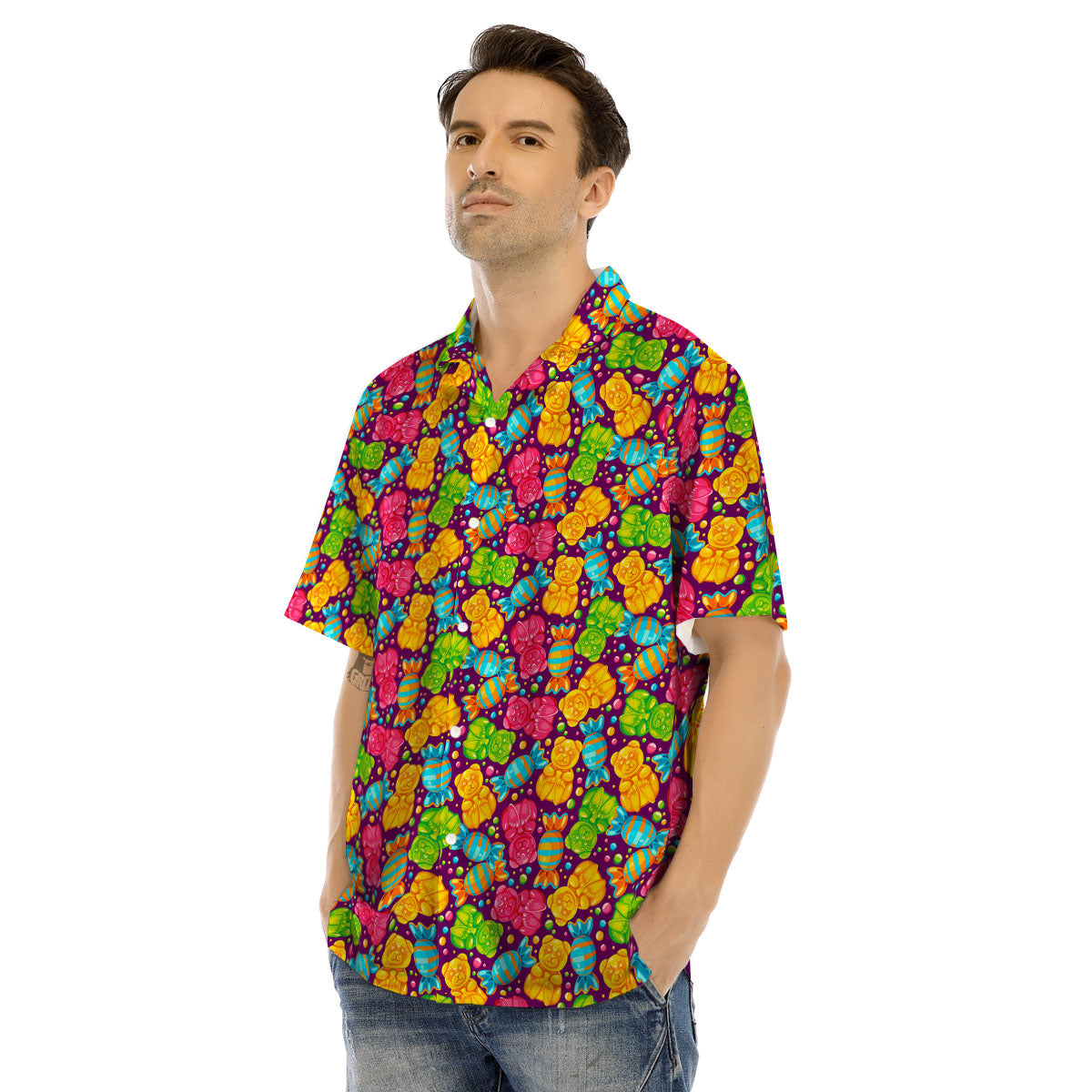 Gummy Colorful Print Men's Hawaiian Shirt-grizzshop