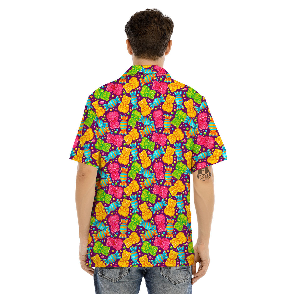 Gummy Colorful Print Men's Hawaiian Shirt-grizzshop
