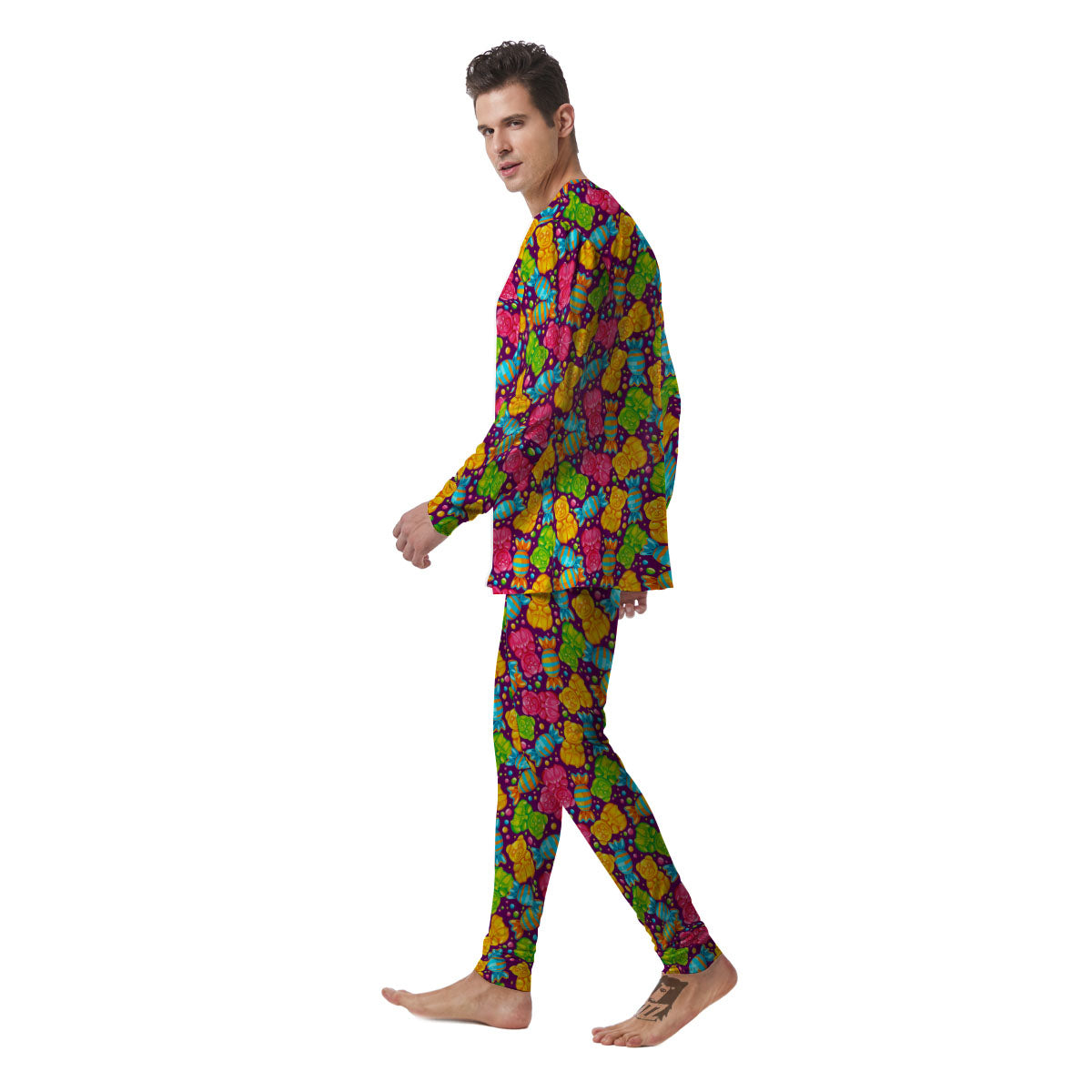 Gummy Colorful Print Men's Pajamas-grizzshop