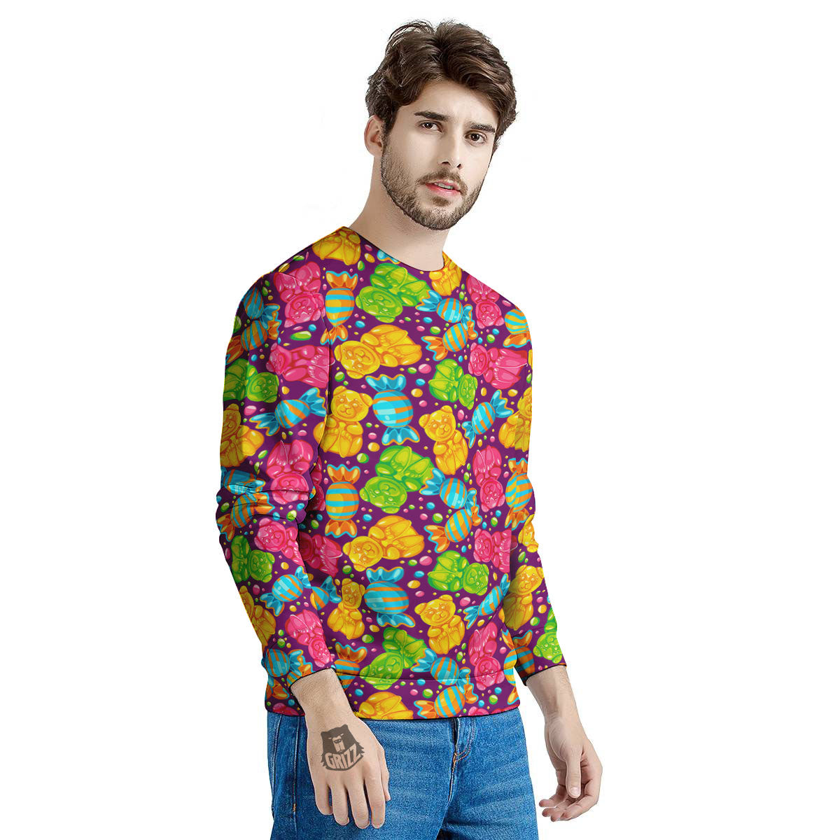 Gummy Colorful Print Men's Sweatshirt-grizzshop