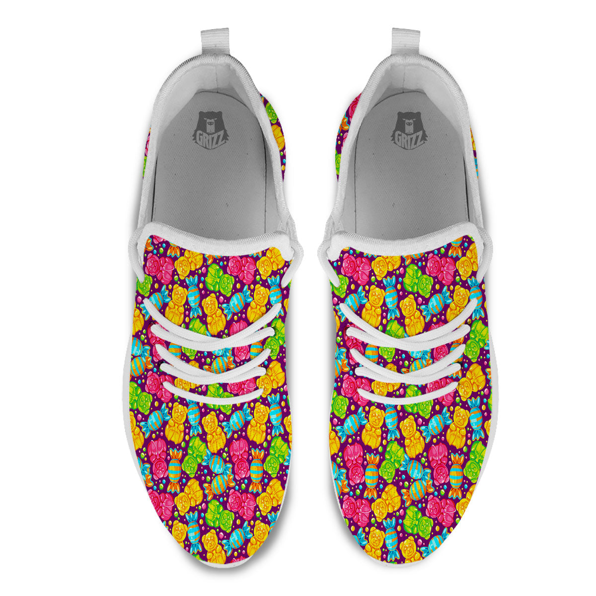 Gummy Colorful Print White Athletic Shoes-grizzshop