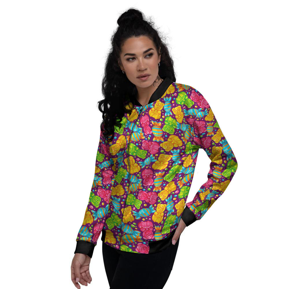 Gummy Colorful Print Women's Bomber Jacket-grizzshop