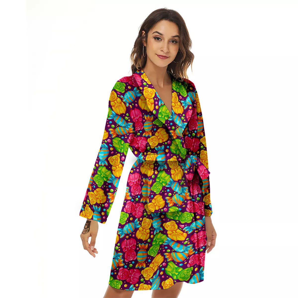 Gummy Colorful Print Women's Robe-grizzshop