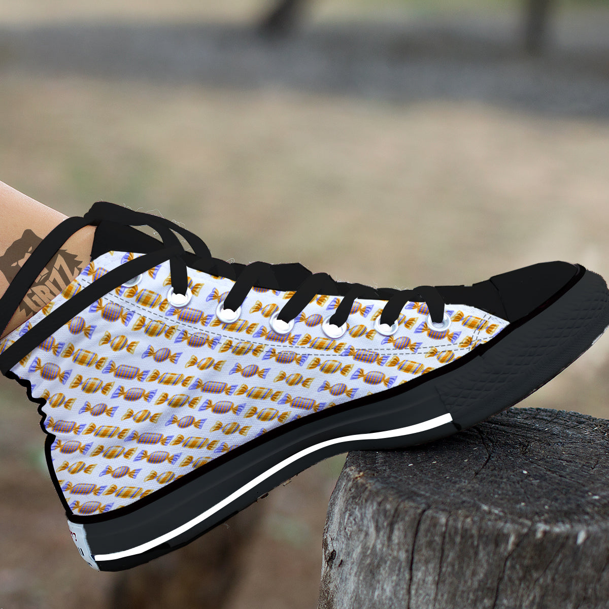 Gummy Yummy Print Pattern Black High Top Shoes-grizzshop