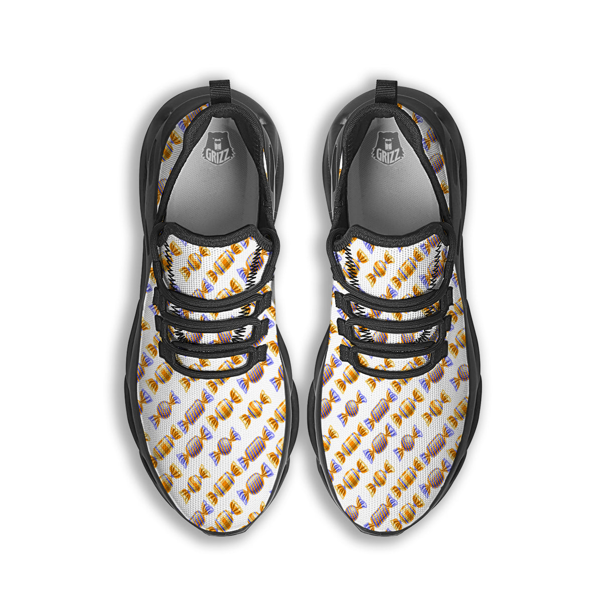 Gummy Yummy Print Pattern Black Running Shoes-grizzshop