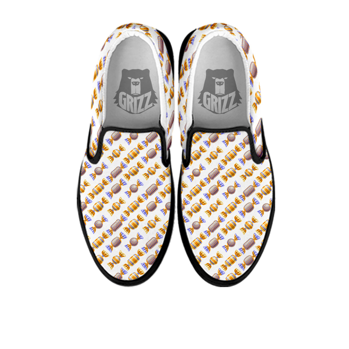 Gummy Yummy Print Pattern Black Slip On Shoes-grizzshop